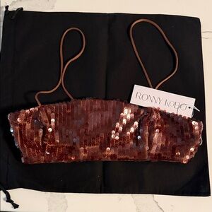 Ronny Kobo Collection Sequin Top in Copper